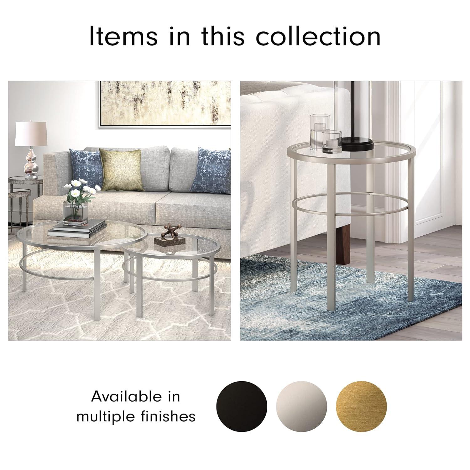 Evelyn&Zoe Gaia Round Nested Coffee Table, Satin Nickel