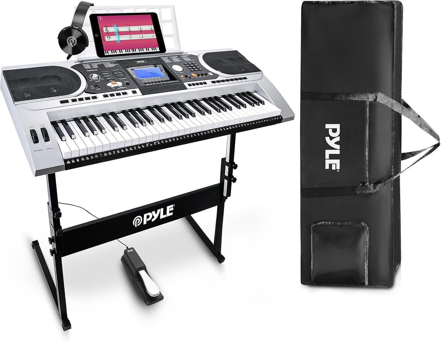 Karaoke Keyboard for Singing with 61 Keys, Waterproof Case, Stand, Pedal, and Headset