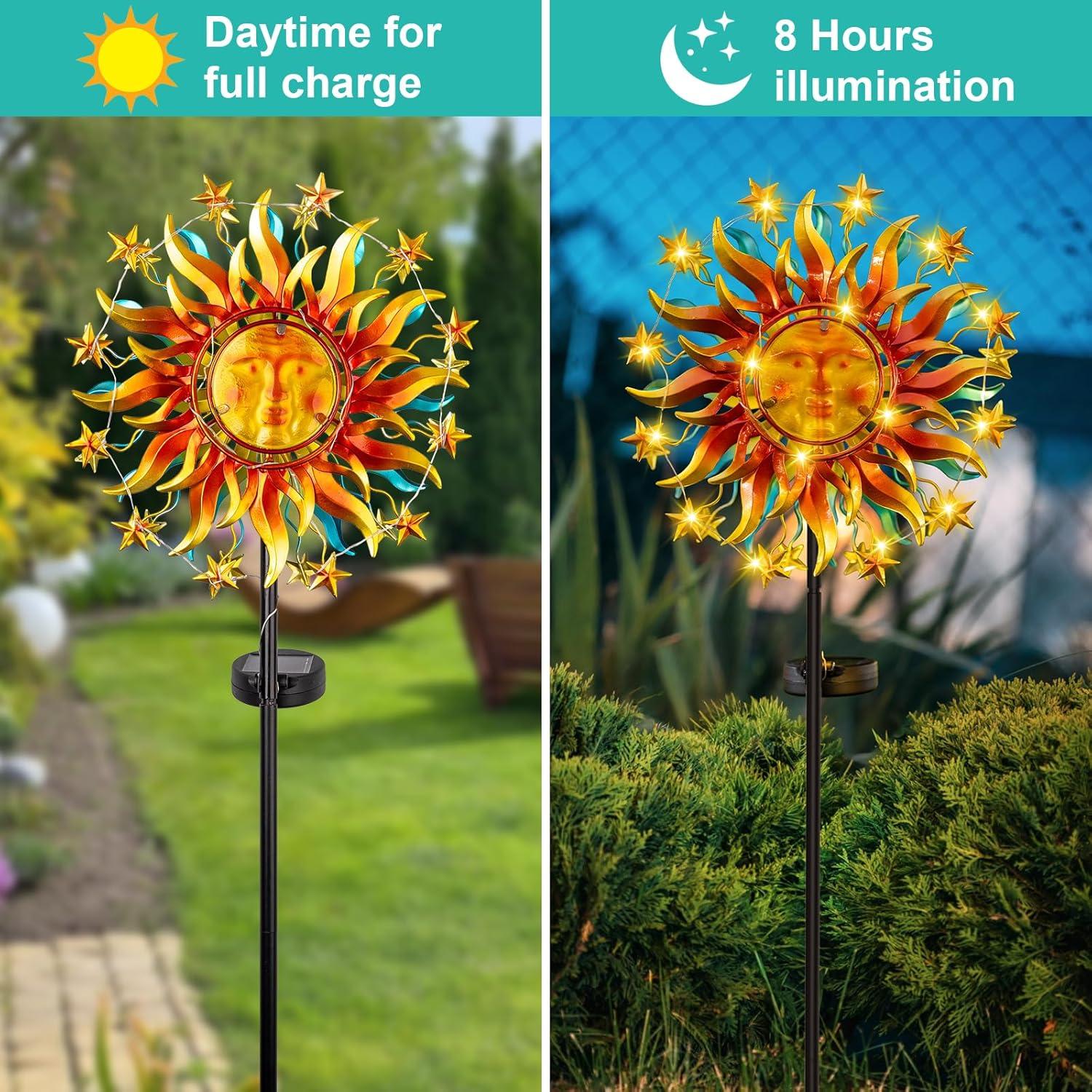 Arlmont & Co. 60.3 Inch 360° Metal Sun Wind Sculptures Outdoor Clearance Kinetic Windmills