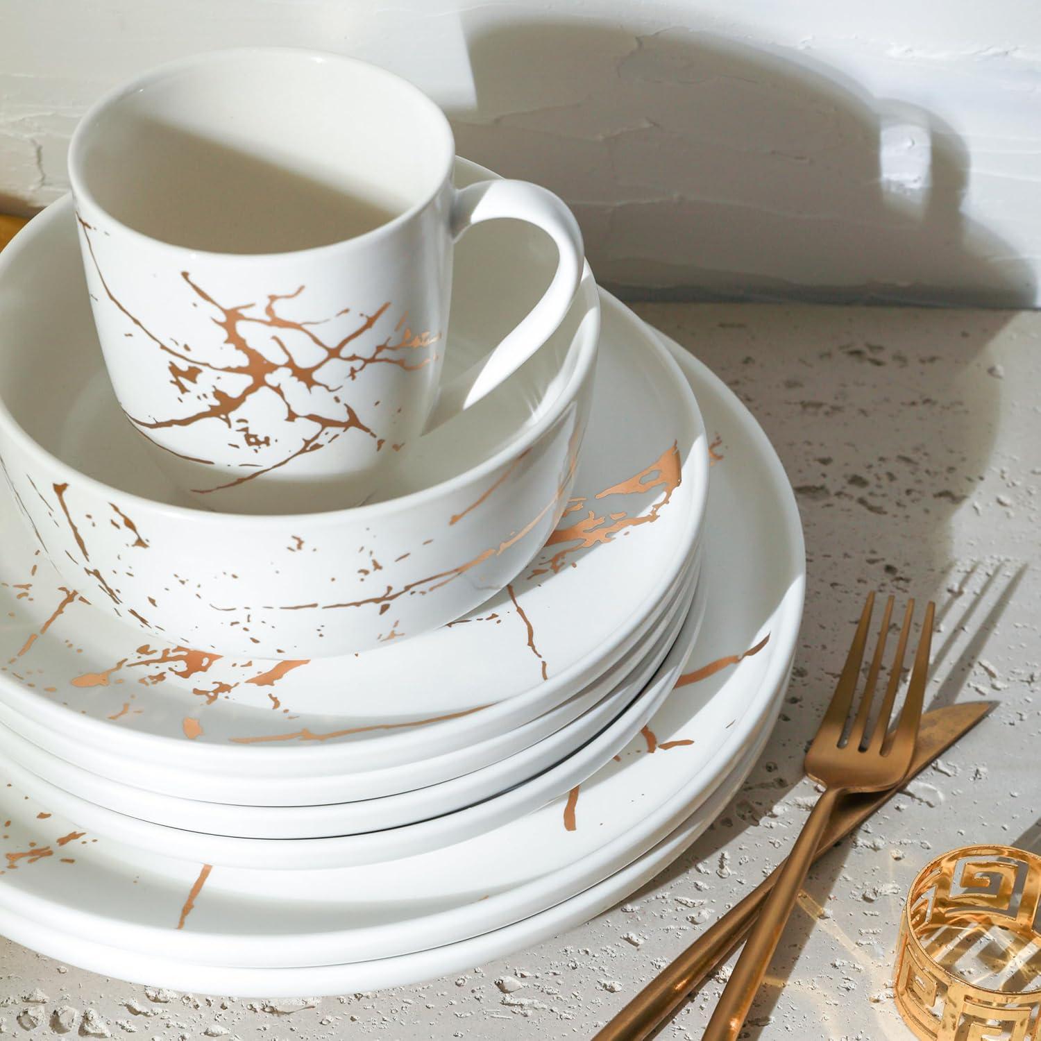 Stone Lain Zora 32-Piece Porcelain Dinnerware Set, Service for 8, White