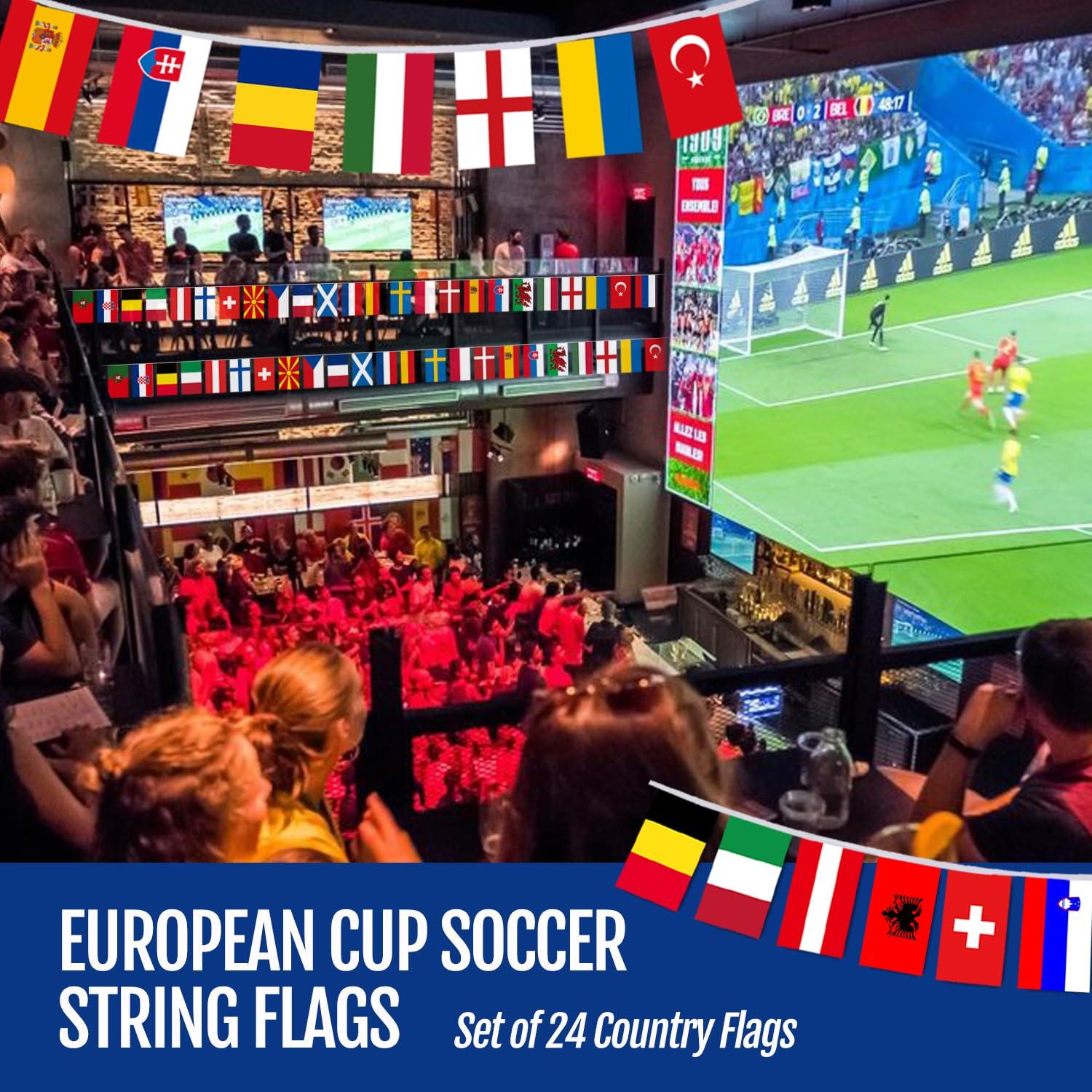 Anley European Countries String Flag, 24 Countries European Cup Soccer String Pennant Banner, Decoration for Grand Opening, Sports Bar, Party Events - 25 Feet 24 Flags