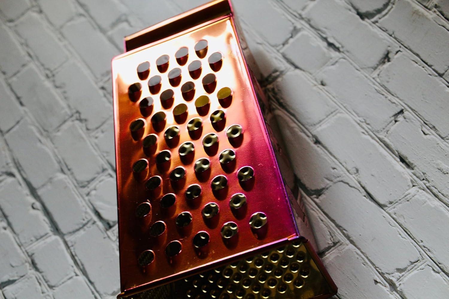 Gold Stainless Steel 4-Sided Multifunctional Grater with Handle