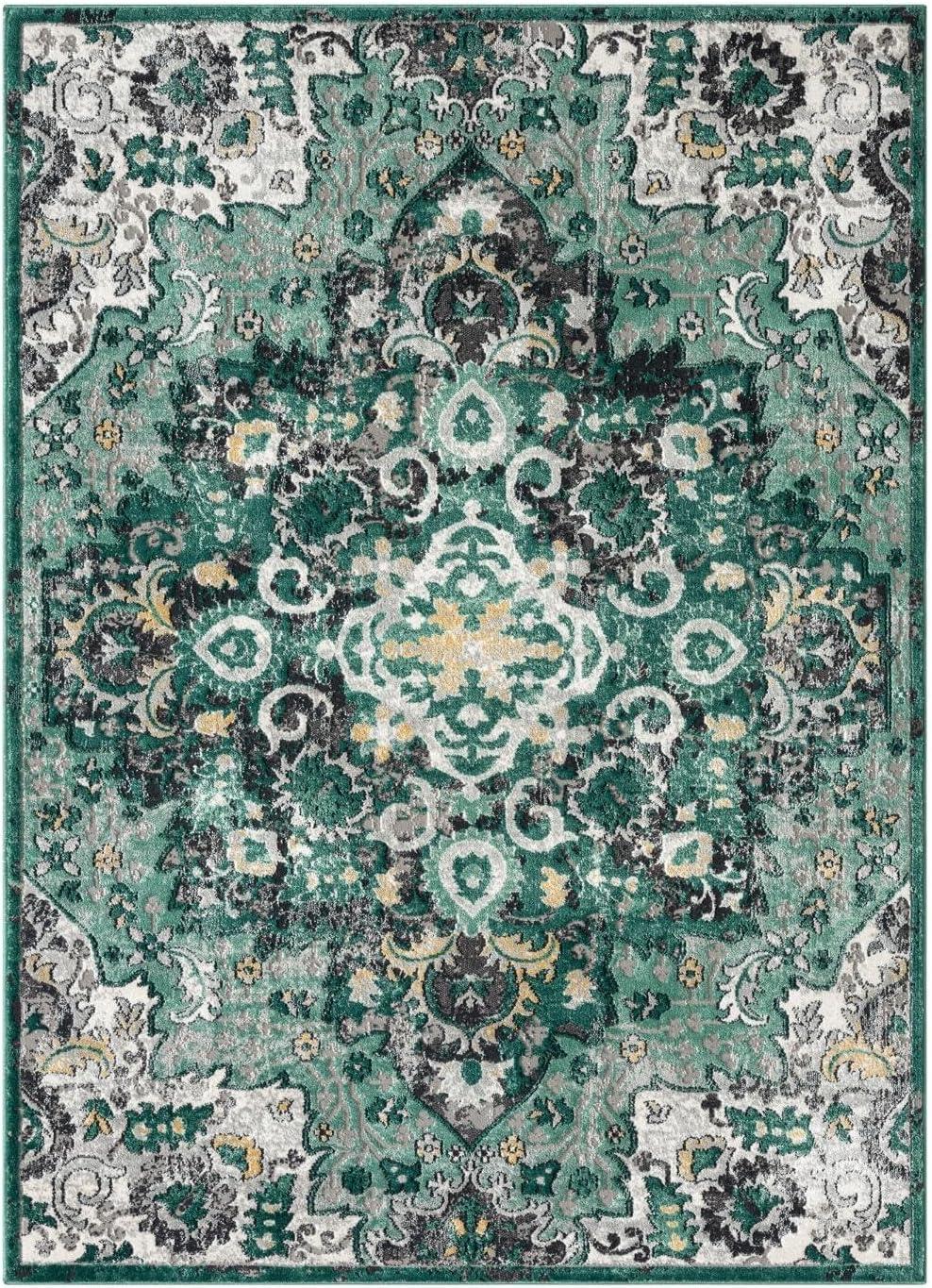 Luxe Weavers Moroccan Medallion Area Rug - Green 6x9