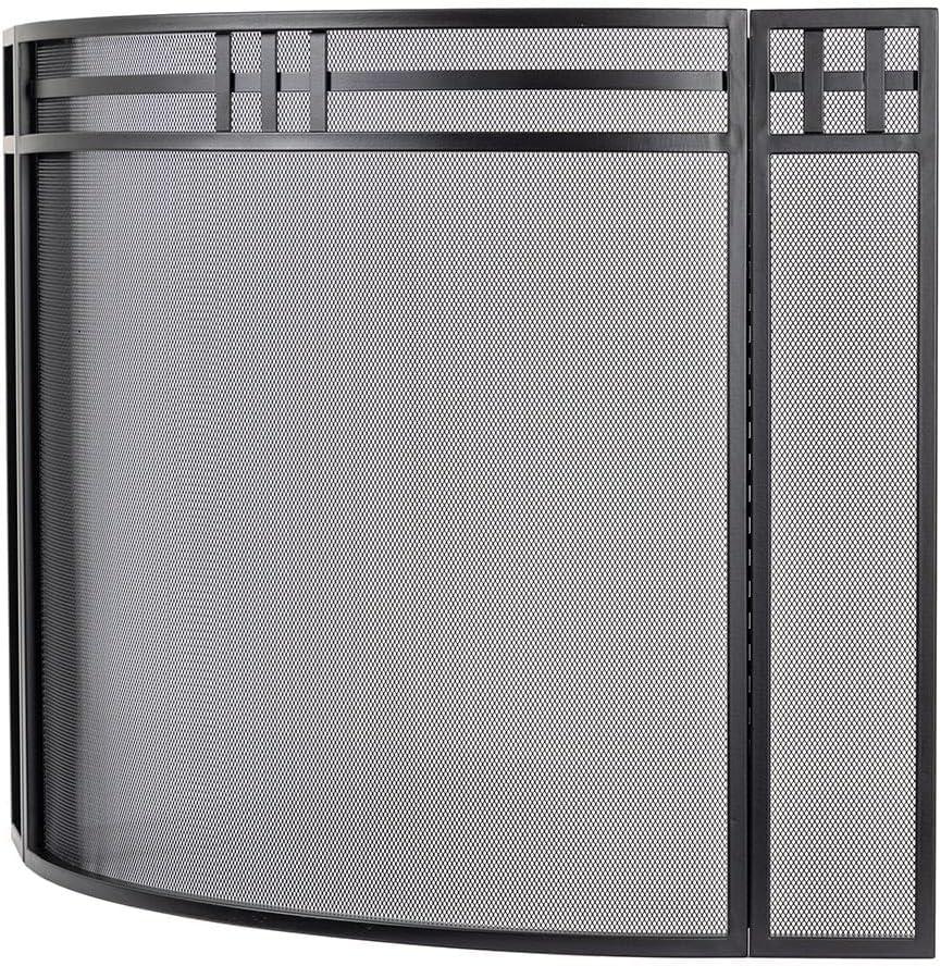 Mill Creek Black 3-Panel Mesh Fireplace Screen