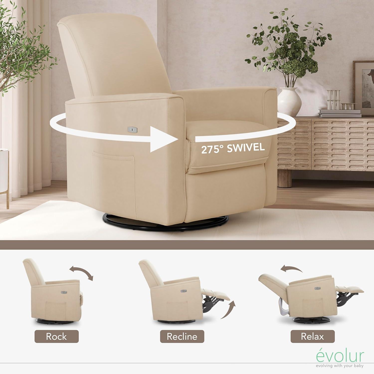 Evolur Greenguard Gold Certified Upholstered Swivel Reclining Glider