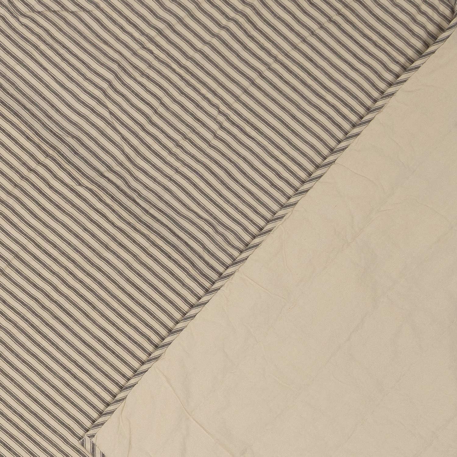 VHC Brands Sawyer Mill Ticking Stripe Quilt, California King 130x115, Charcoal Grey