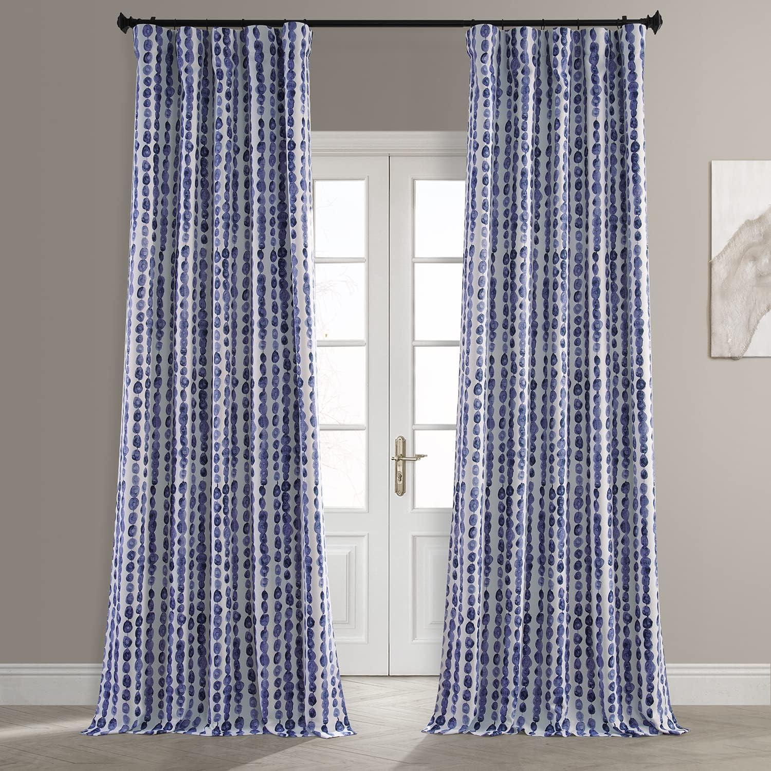 Gumdrop Blueberry Geometric Room-Darkening Polyester Curtain Panel