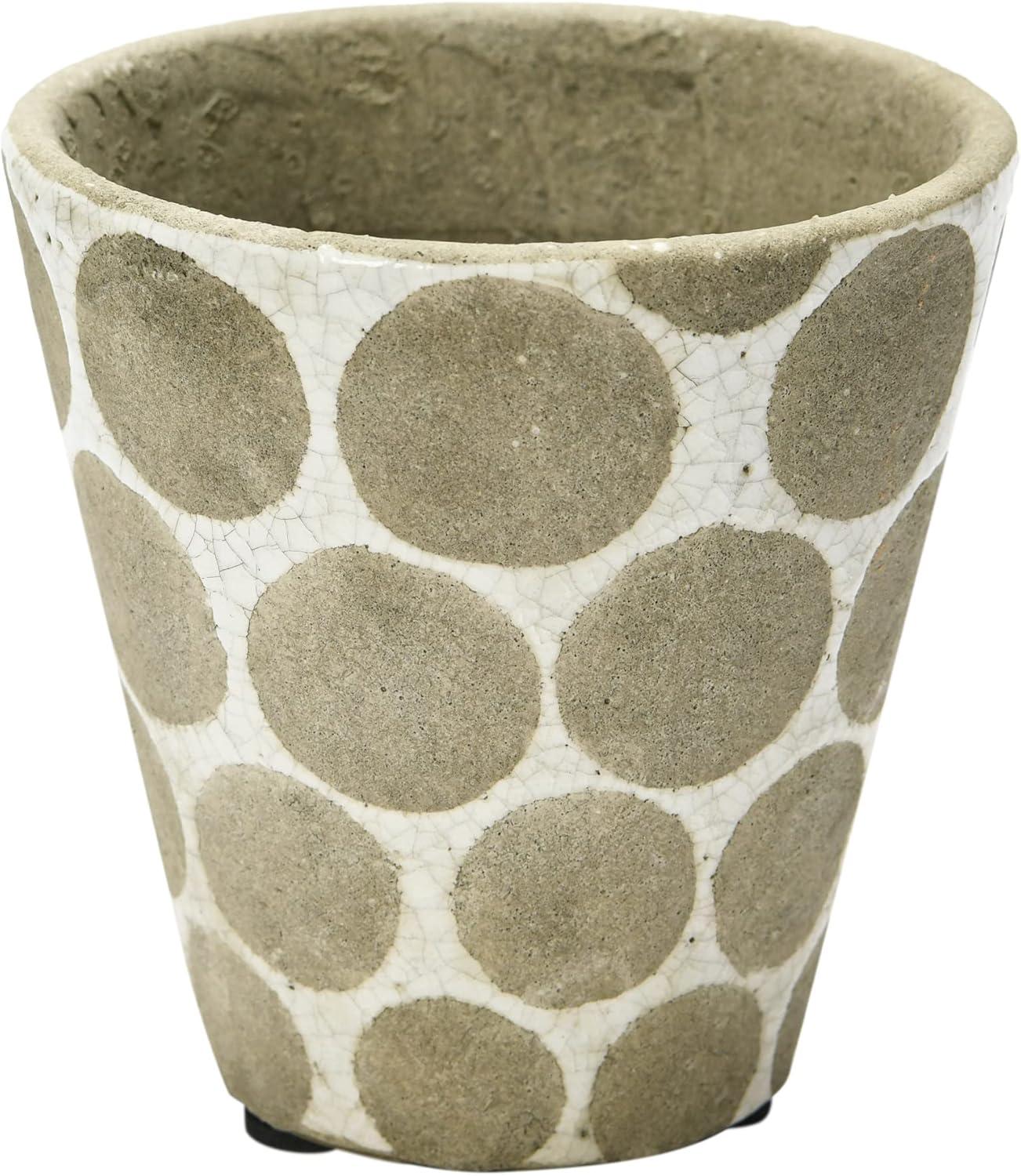 Mini Greige and Cream Geometric Terra-Cotta Planter