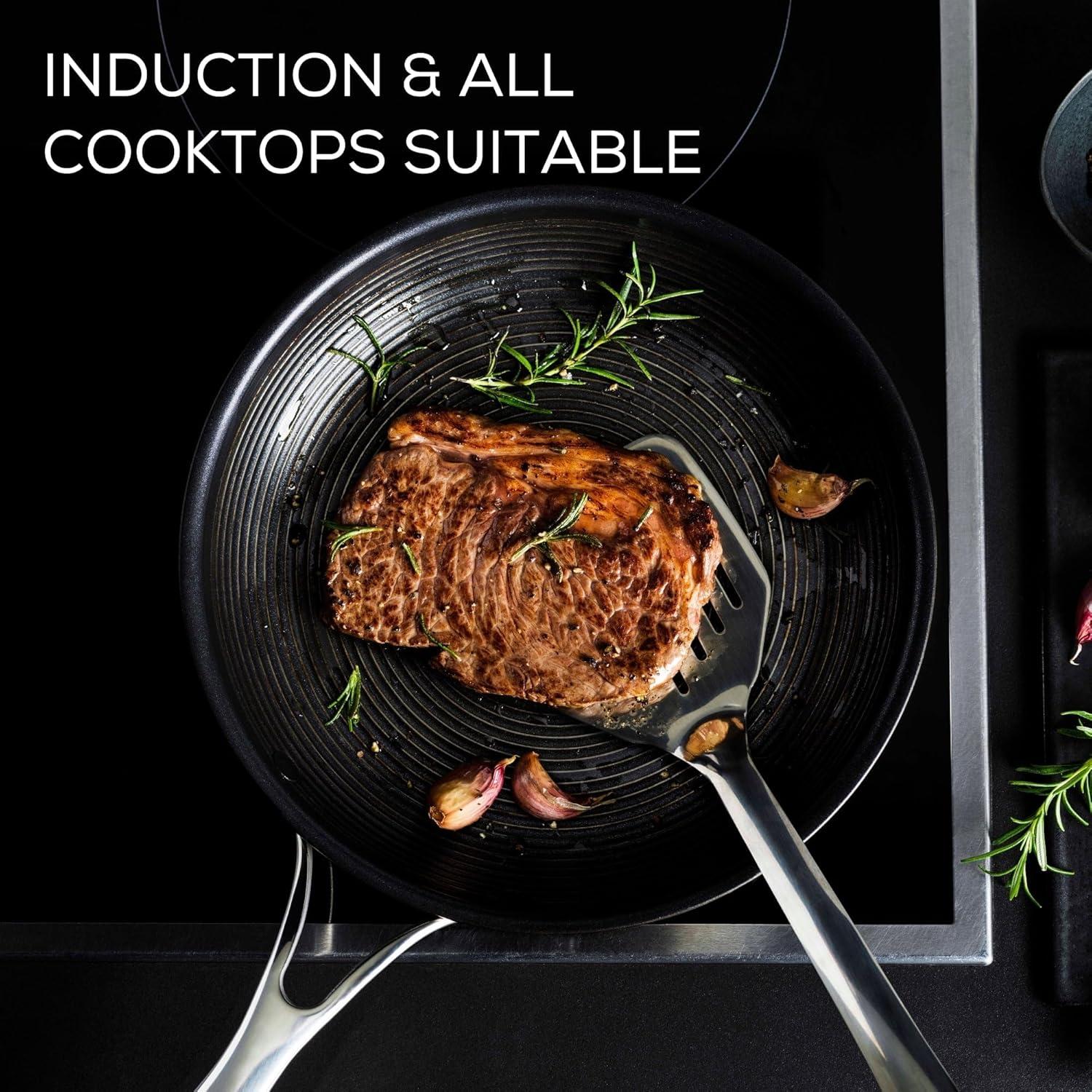 Circulon Circulon Clad Stainless Steel Cookware and Utensil Set with Hybrid SteelShield Nonstick, 12-Piece