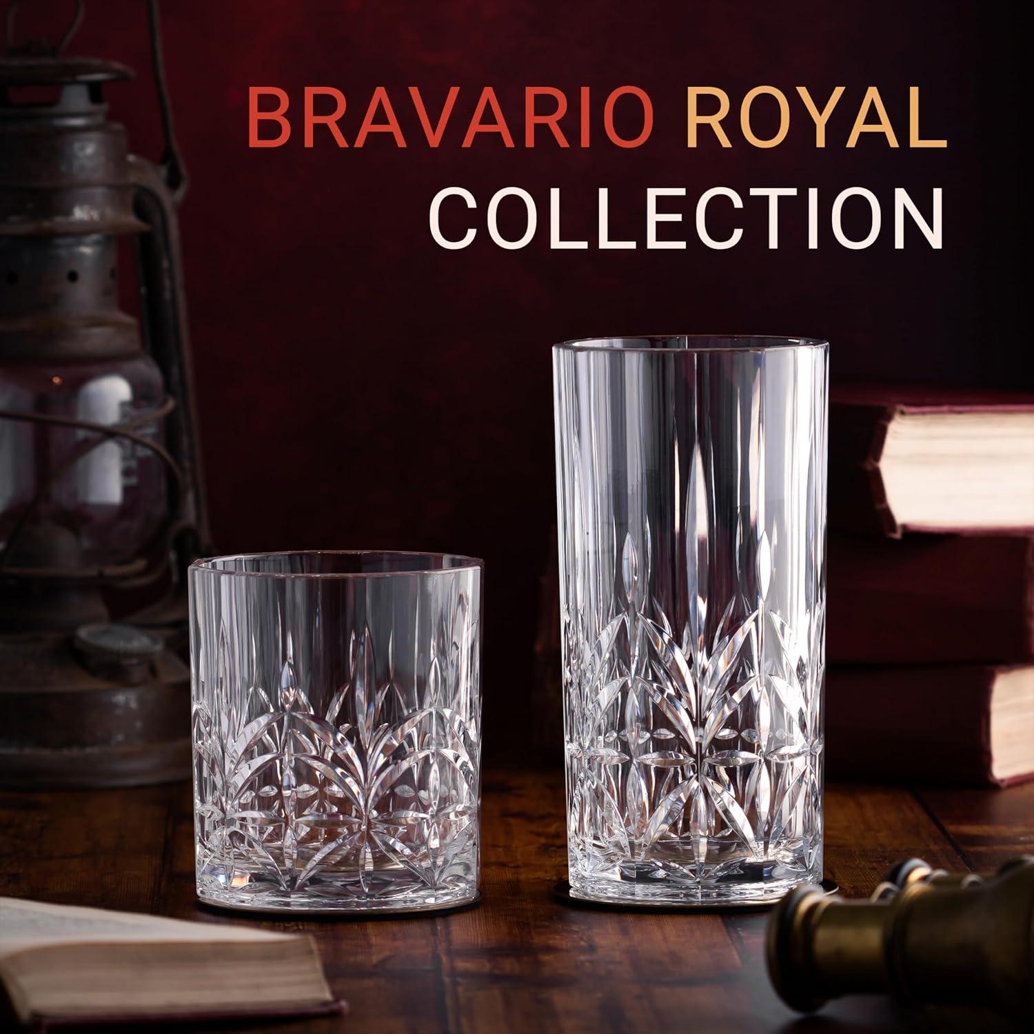 Bravario Unbreakable Plastic Whiskey Glasses | Shatterproof 100% Tritan Double Rocks | Dishwasher-Safe | BPA-free | Perfect for Outdoor Cocktail Bourbon | 13 oz, Set of 6