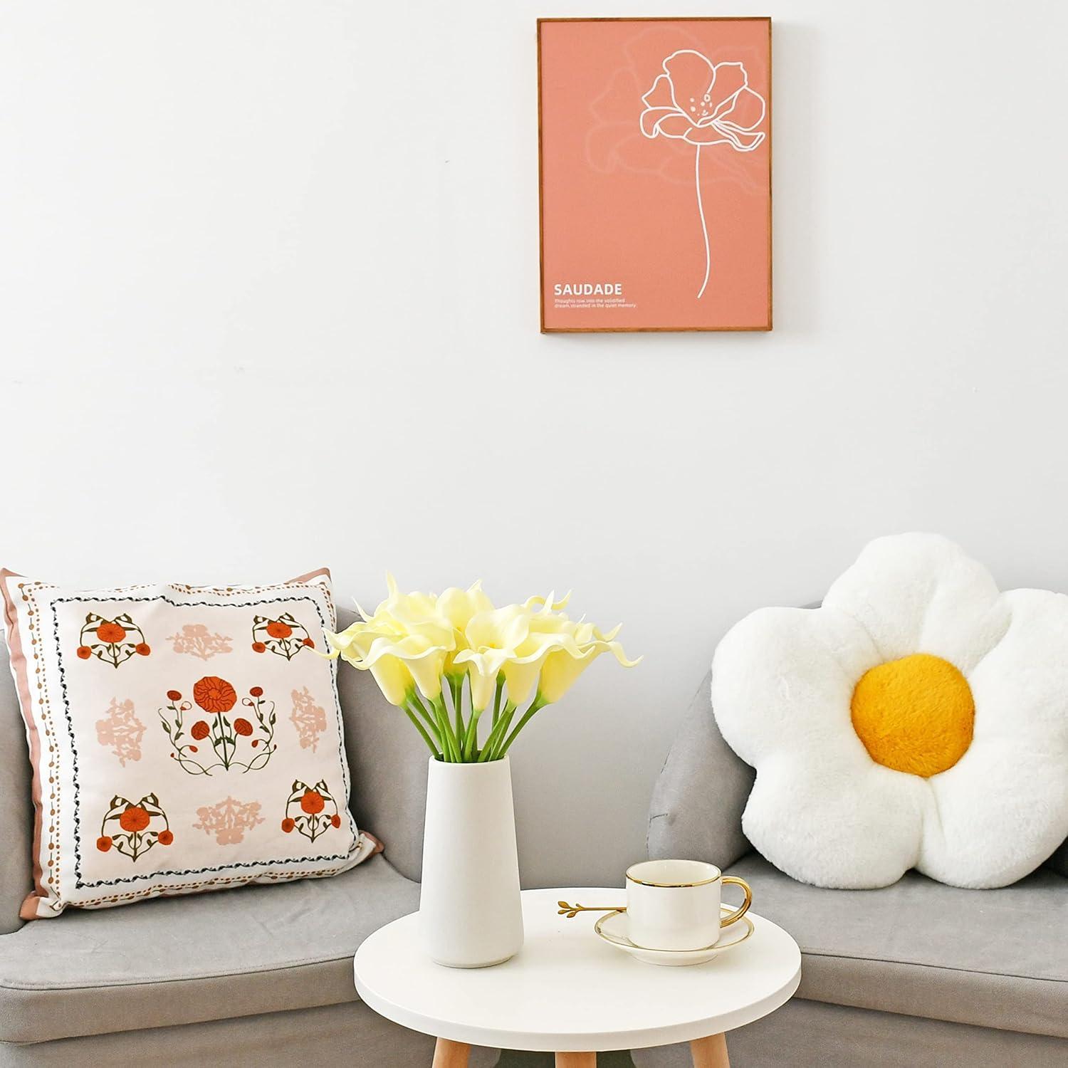 Namzi -a 20pcs Fake Flowers Artificial Calla Lily Silk Flowers 13.4 Inch for Mother's Day Easter Home Kitchen and Wedding (White)