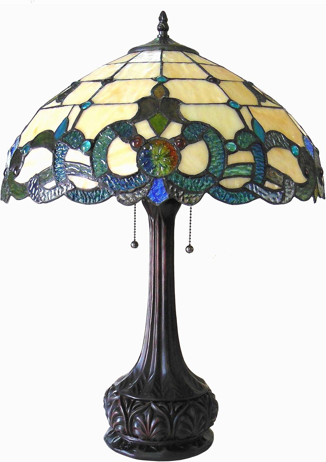 CHLOE Lighting DOUTZEN Tiffany-style 2 Light Victorian Table Lamp 18" Shade