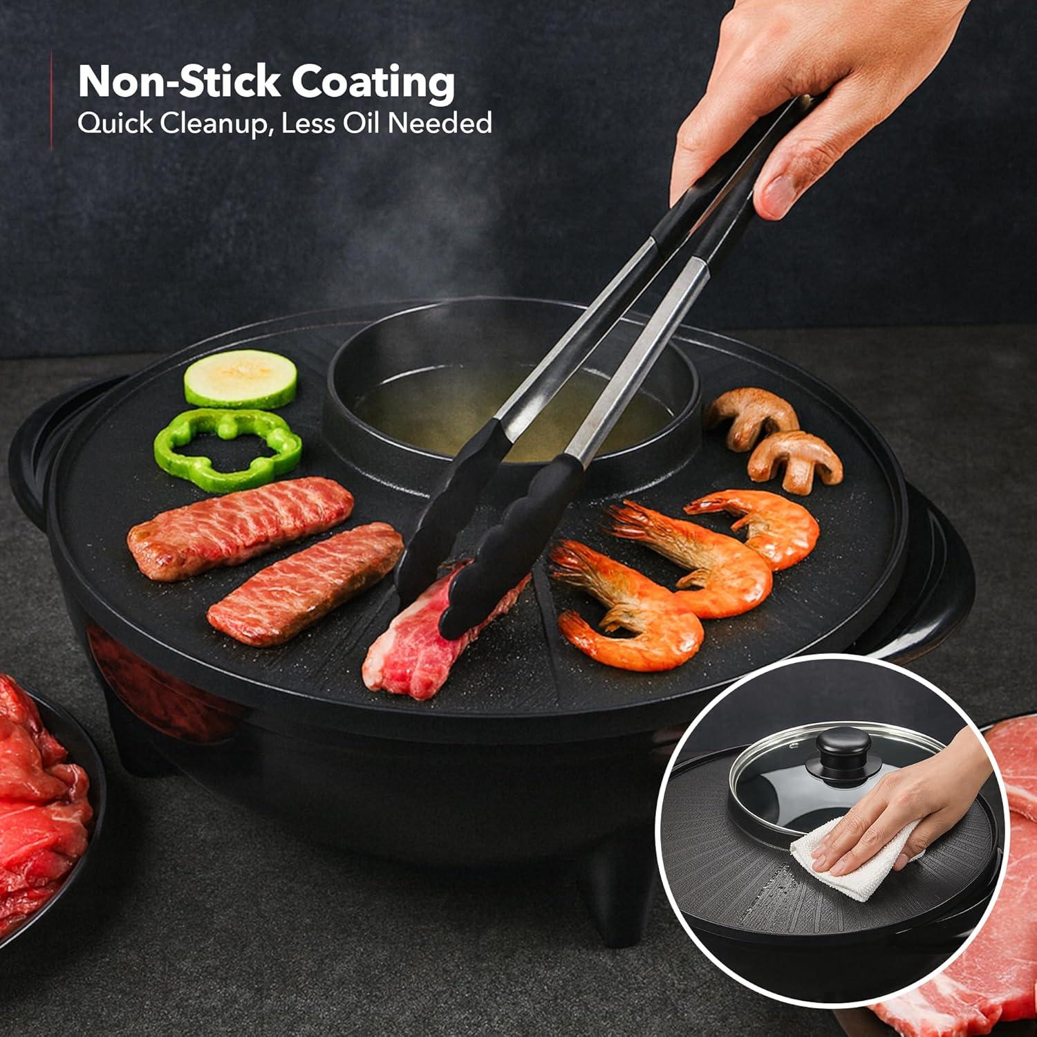 Ovente OVENTE 2-in-1 Hot Pot and Grill Combo