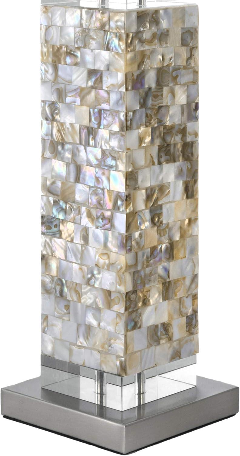 nuLOOM Houston Nickel Mosaic 29" Table Lamp Lighting - Satin Nickel & White 29" H x 13" W x 13" D