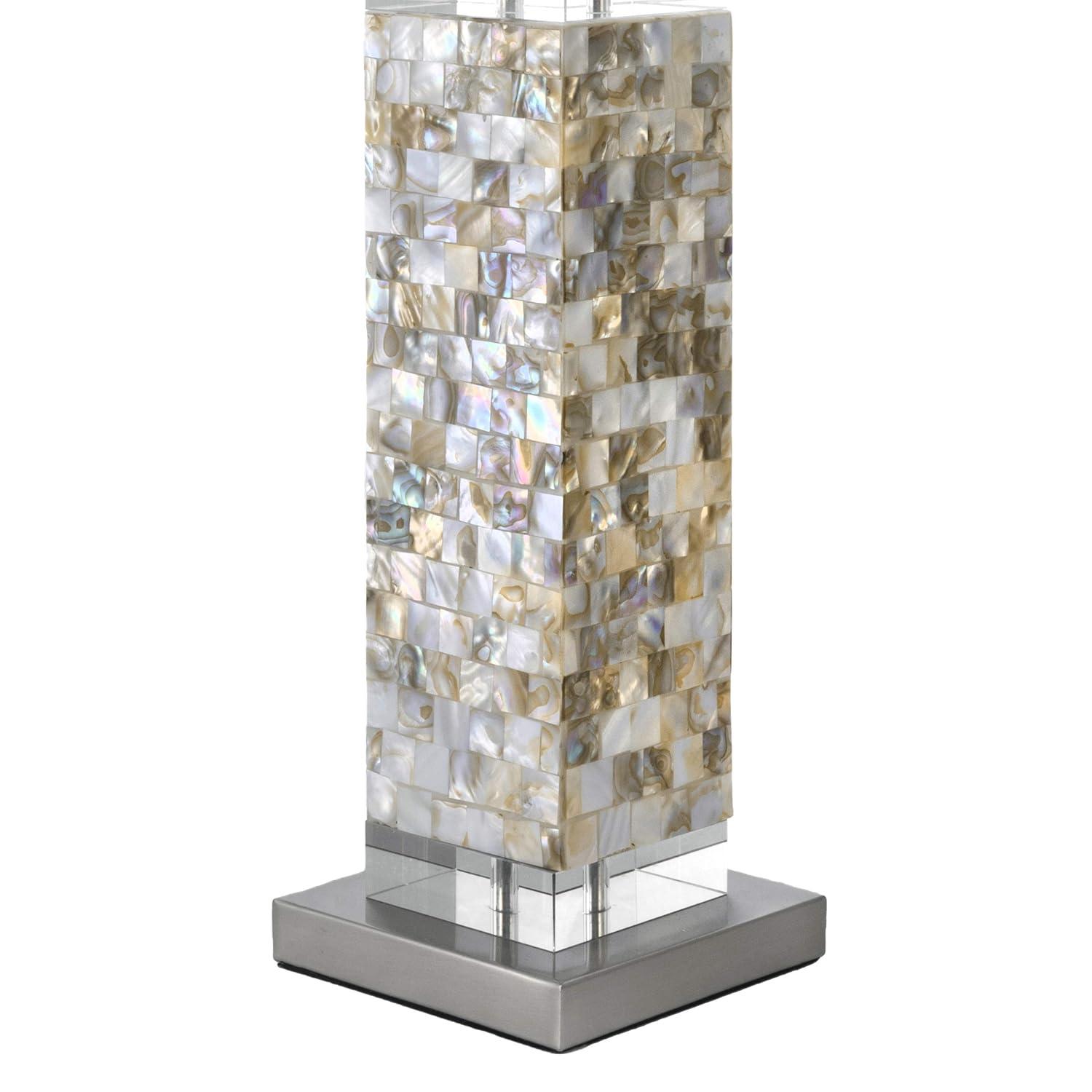 nuLOOM Houston Nickel Mosaic 29" Table Lamp Lighting - Satin Nickel & White 29" H x 13" W x 13" D