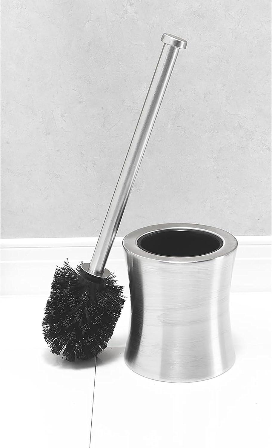 Hour Glass Shaped Silver Stainless Steel Toilet Brush and Holder