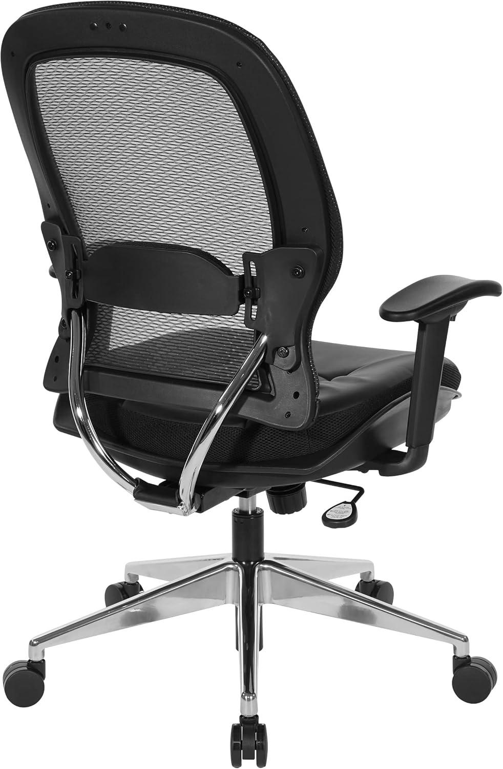 Air Grid Black Back Office Chair with Bonded Leather Seat