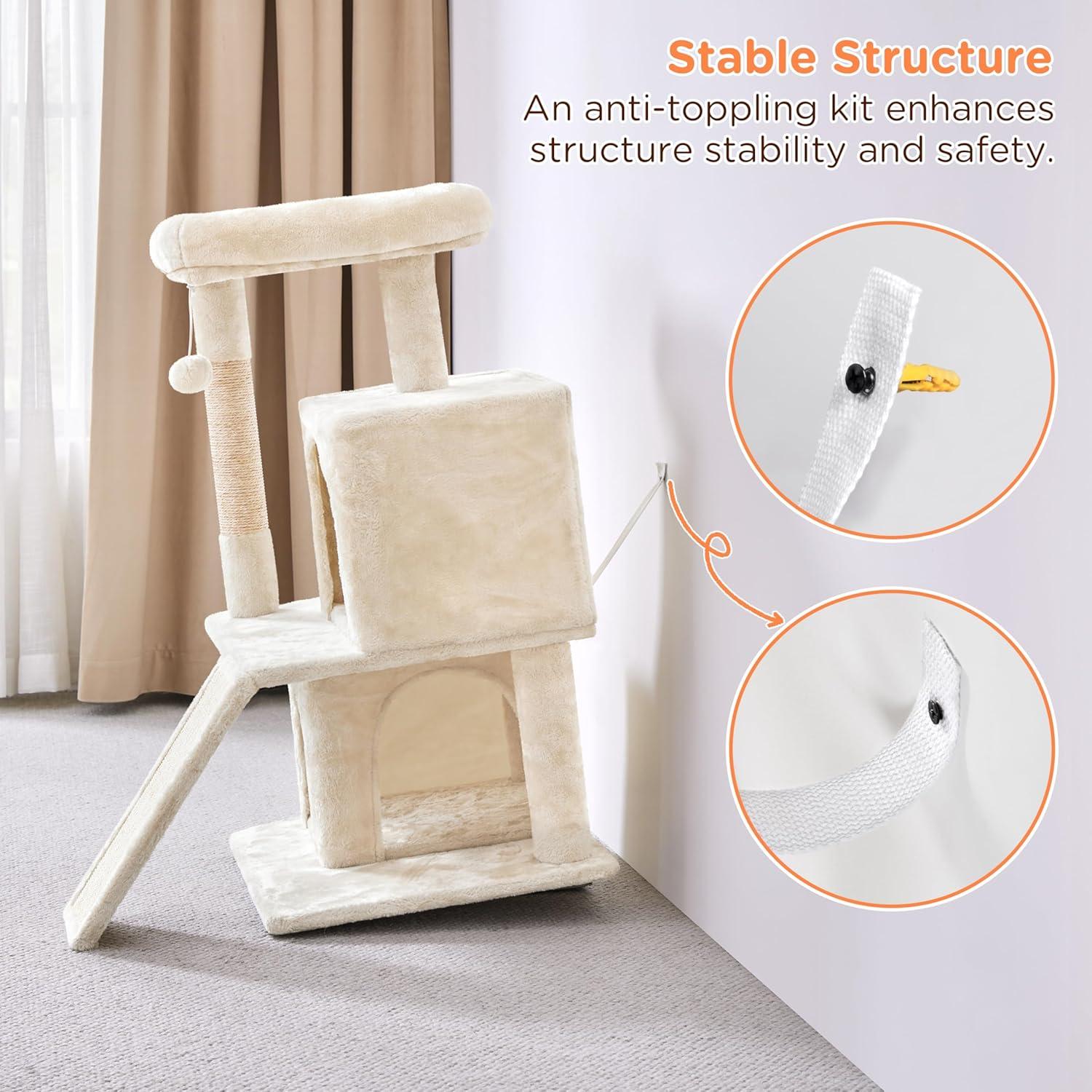 ZENY 36-in Cat Tree & Condo Scratching Post Tower, Beige