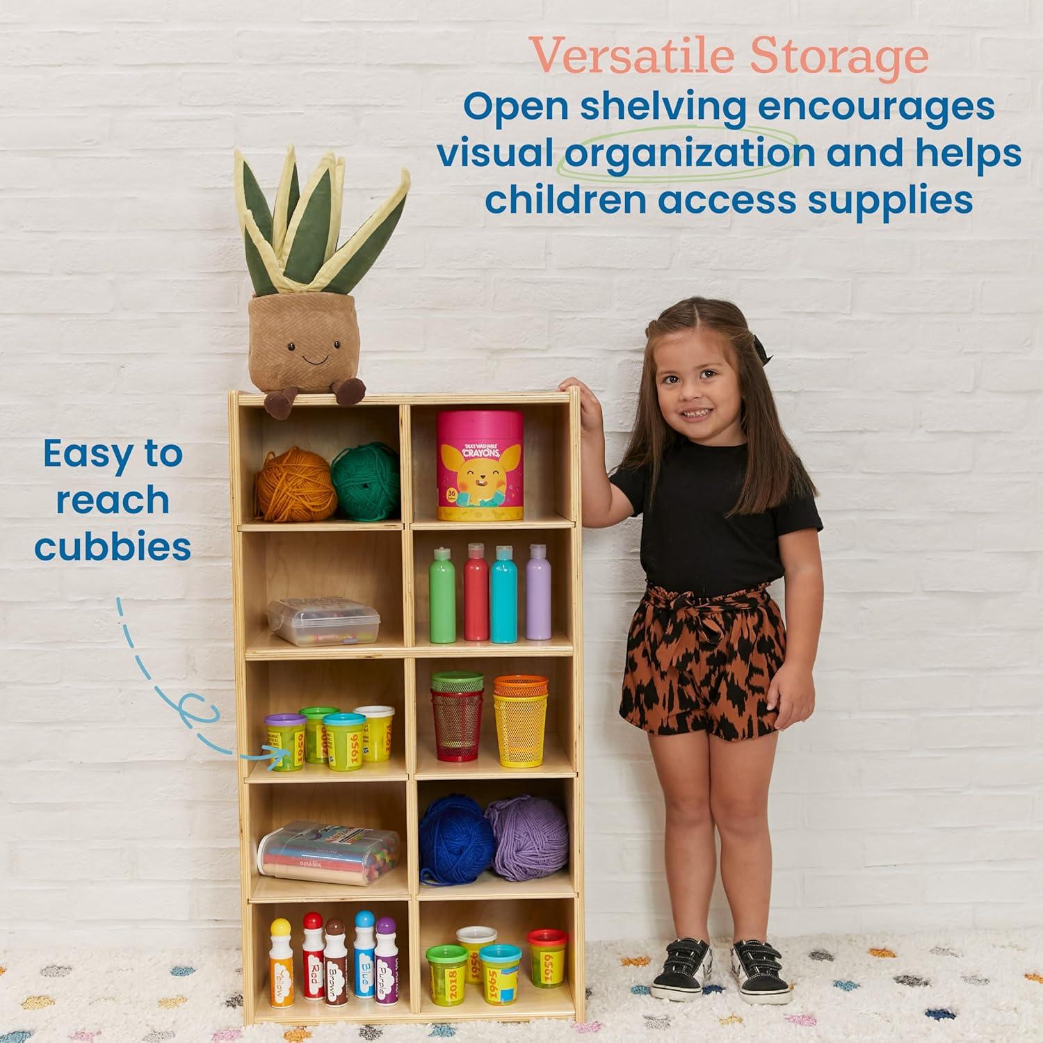 ECR4Kids ECR4Kids Streamline 10 Cubby Tray Cabinet 5x2, Classroom Furniture