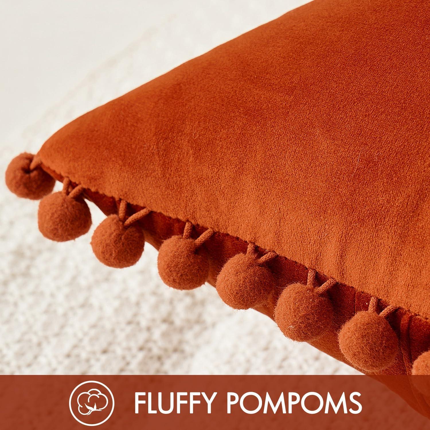 Deconovo Pom-poms Velvet Reversible Pillow Cover