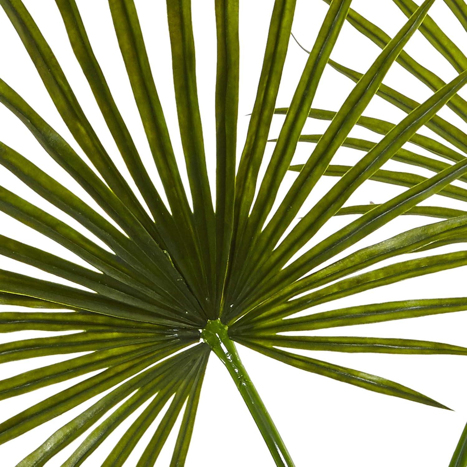 Nearly Natural 49" x 40" Artificial Fan Palm Arrangement in Glass Vase: Indoor Faux Foliage, Tabletop Decor