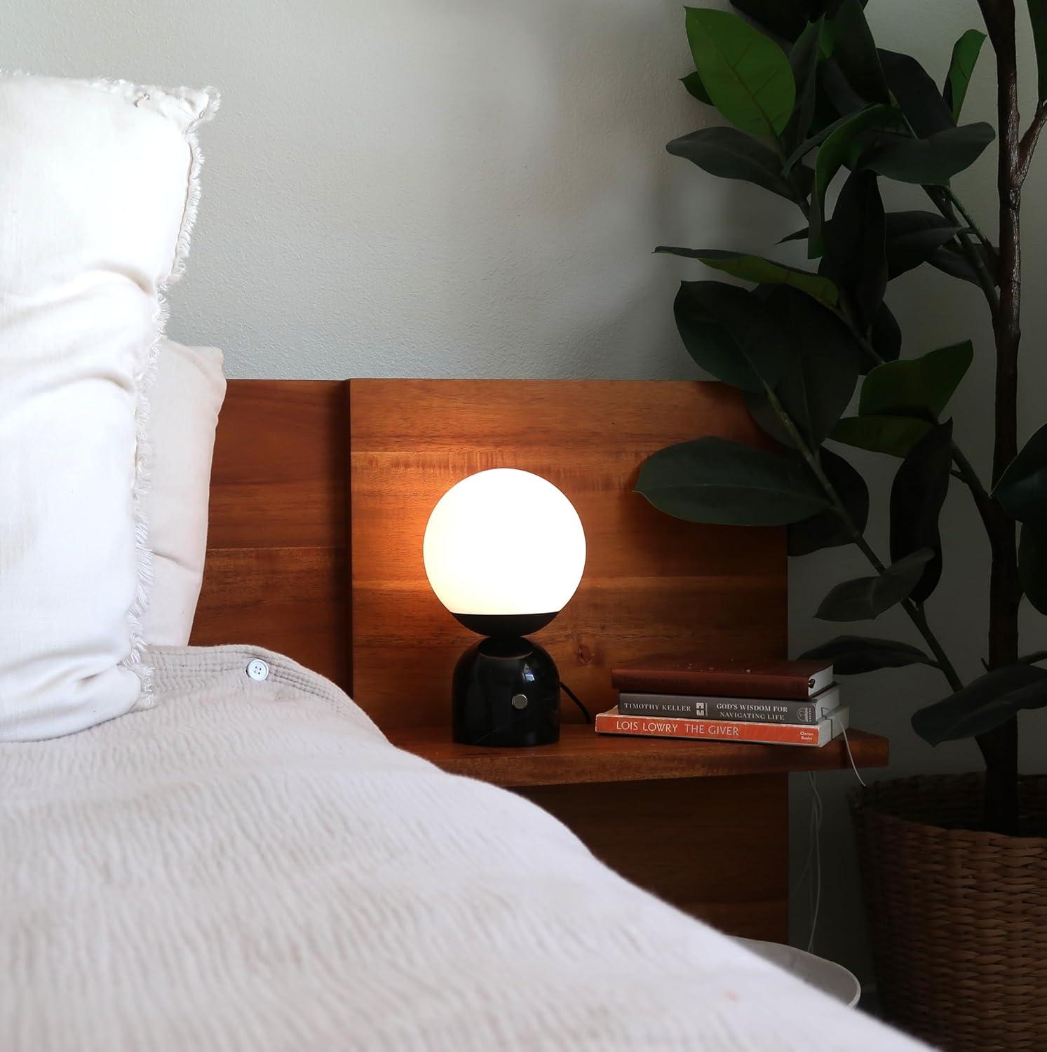 Brightech Mila 9.85 in. Mid-Century Modern Integrated LED Bedside Table Lamp