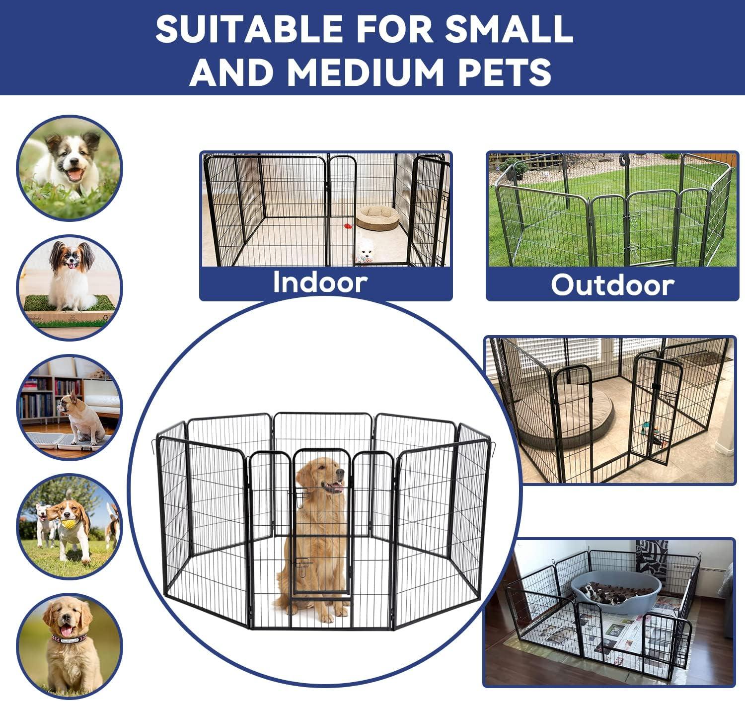 Magshion 8 Panels 40" Height Pet Playpen, Dog Fence for Medium and Large Dogs, Metal Dog Exercise Pen with Doors for Indoor, Outdoor, Black