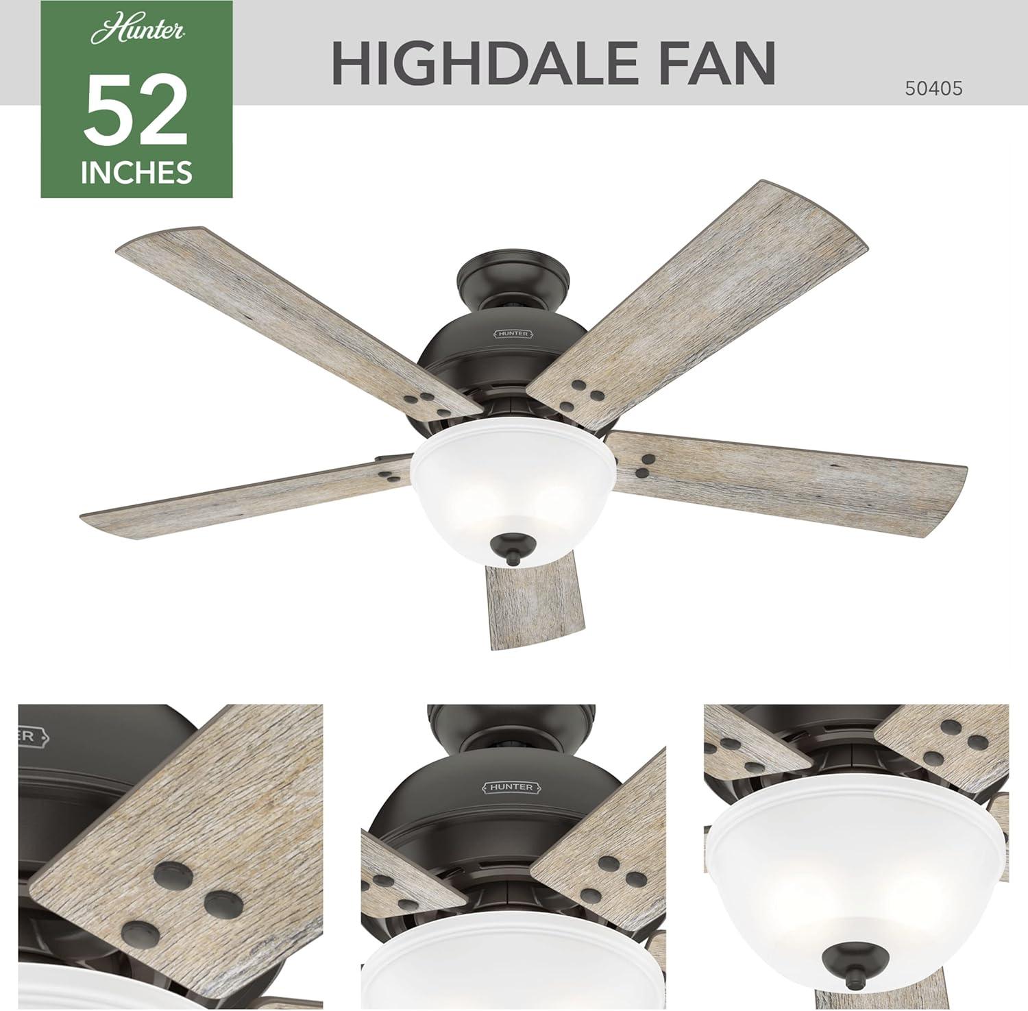 52" Highdale 5 - Blade Standard Ceiling Fan with Remote Control and Light Kit Included