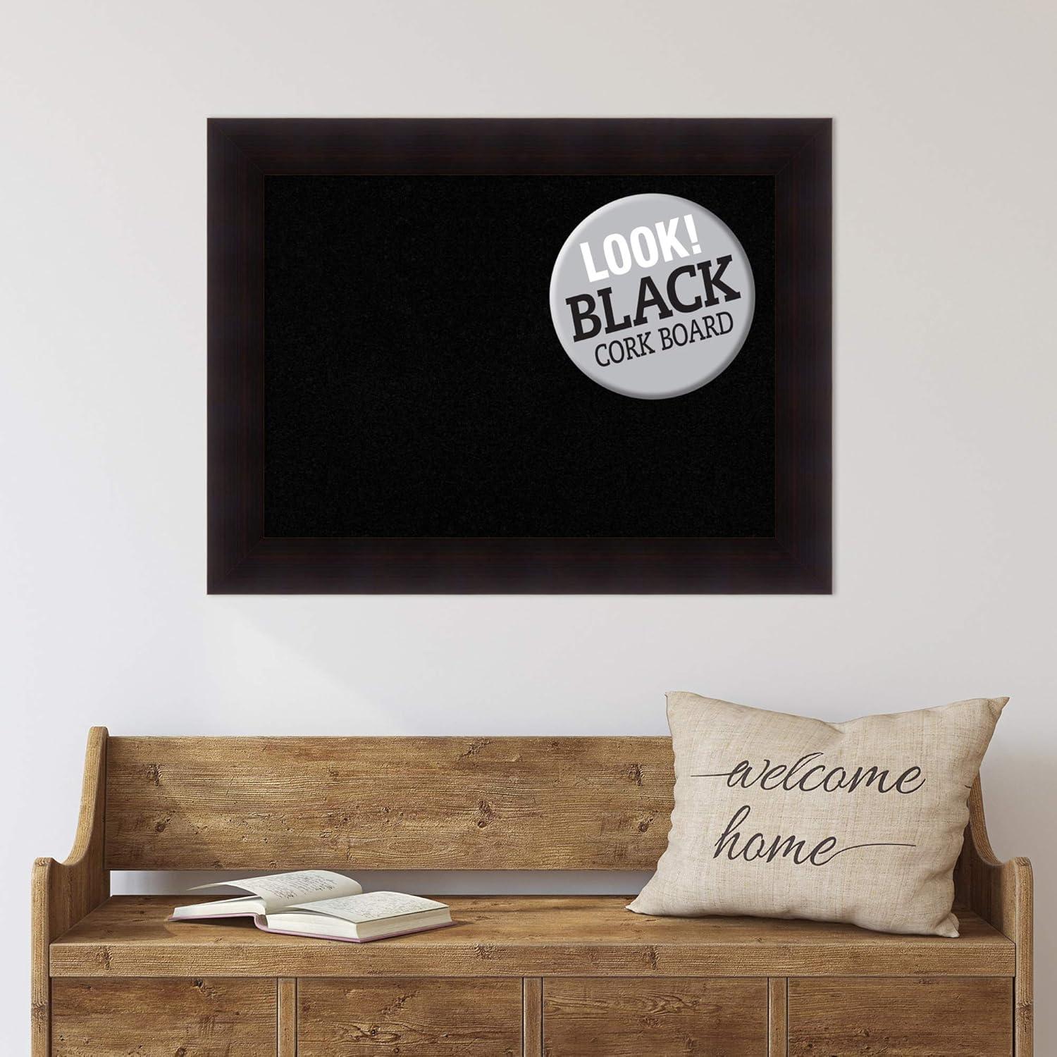 Amanti Art Black Cork Board Wood Framed Portico Espresso Bulletin Board 34 in. x 26 in.