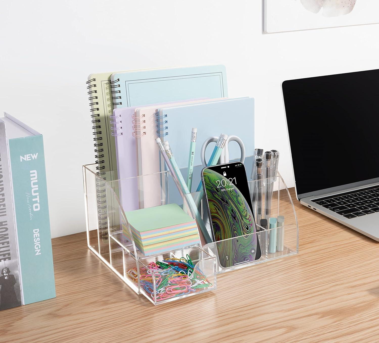 Clear Desk Organizer Acrylic For Home Office and School Supplies And Accessories