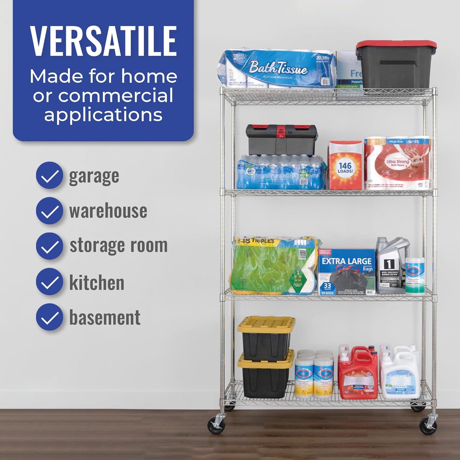 Heavy-Duty 4-Tier Adjustable Wire Shelving Unit