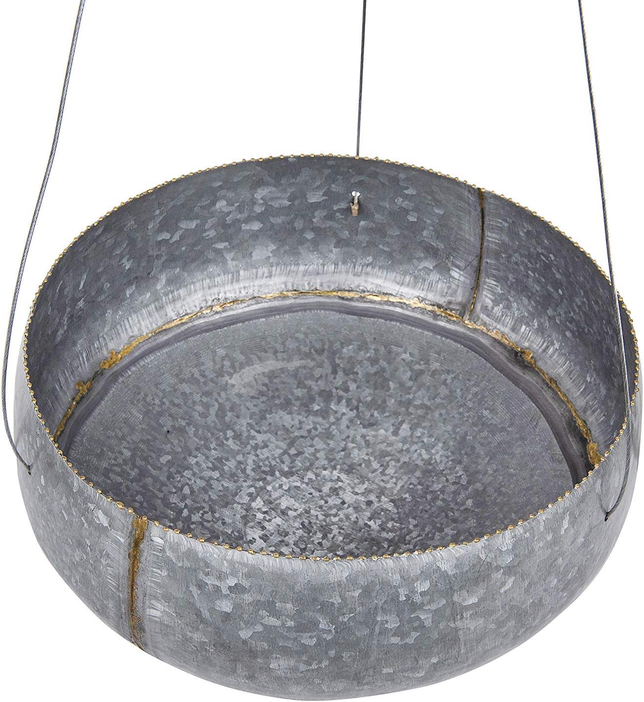 Creative Co-Op Round Galvanized Metal Hanging Planter, Silver and Gold