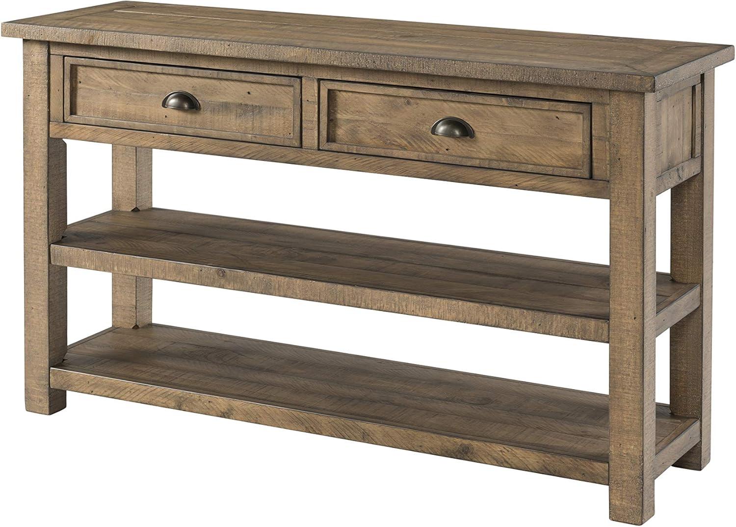 Coastal Style Rectangular Wooden Console Table with 2 Drawers, Brown- Saltoro Sherpi