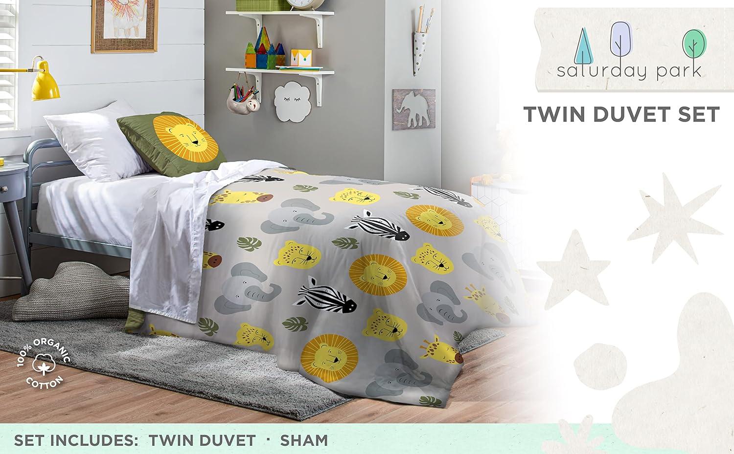 Saturday Park Safari Friends 100% Organic Cotton Duvet Cover & Sham Set