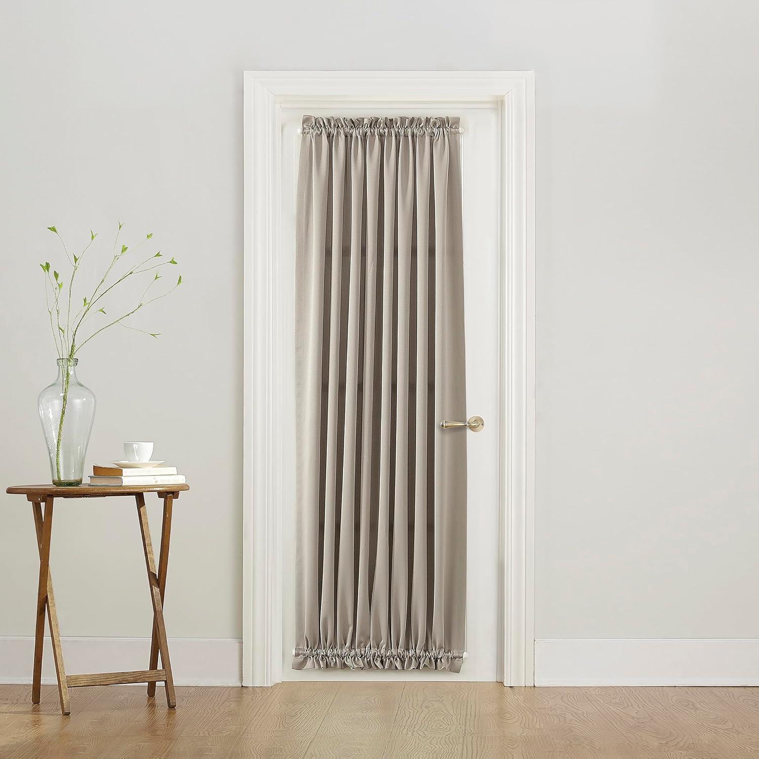 54"x72" Sun Zero Room Darkening Seymour Rod Pocket Door Curtain Panel Stone: Energy Efficient, Noise Reduction, Thermal Insulated