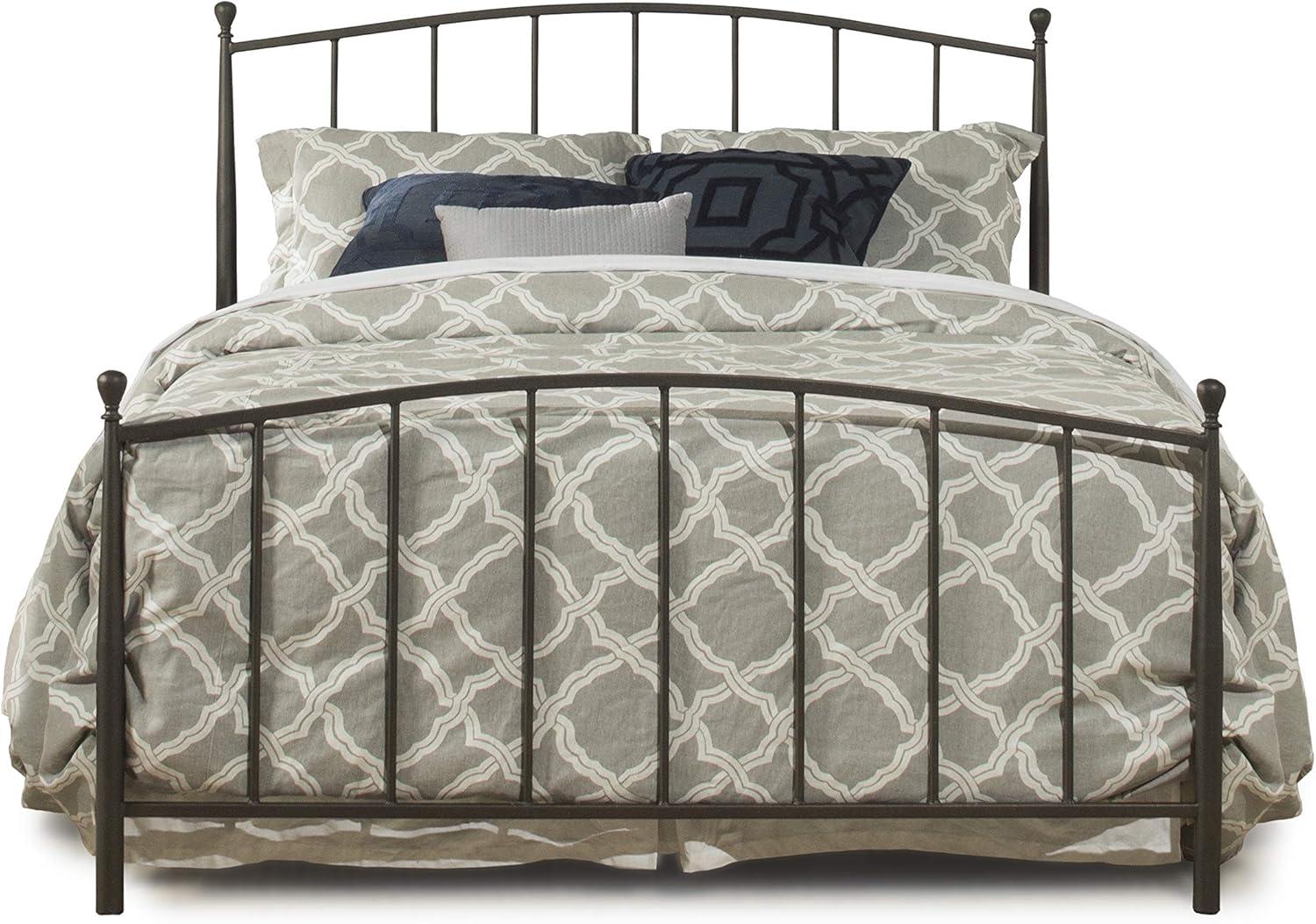 Gray Bronze Upholstered Queen Metal Frame Bed with Headboard