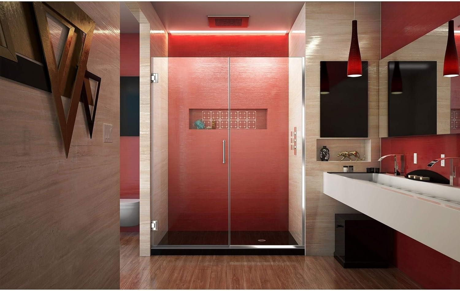 Unidoor Plus 60" Frameless Clear Glass Hinged Shower Door