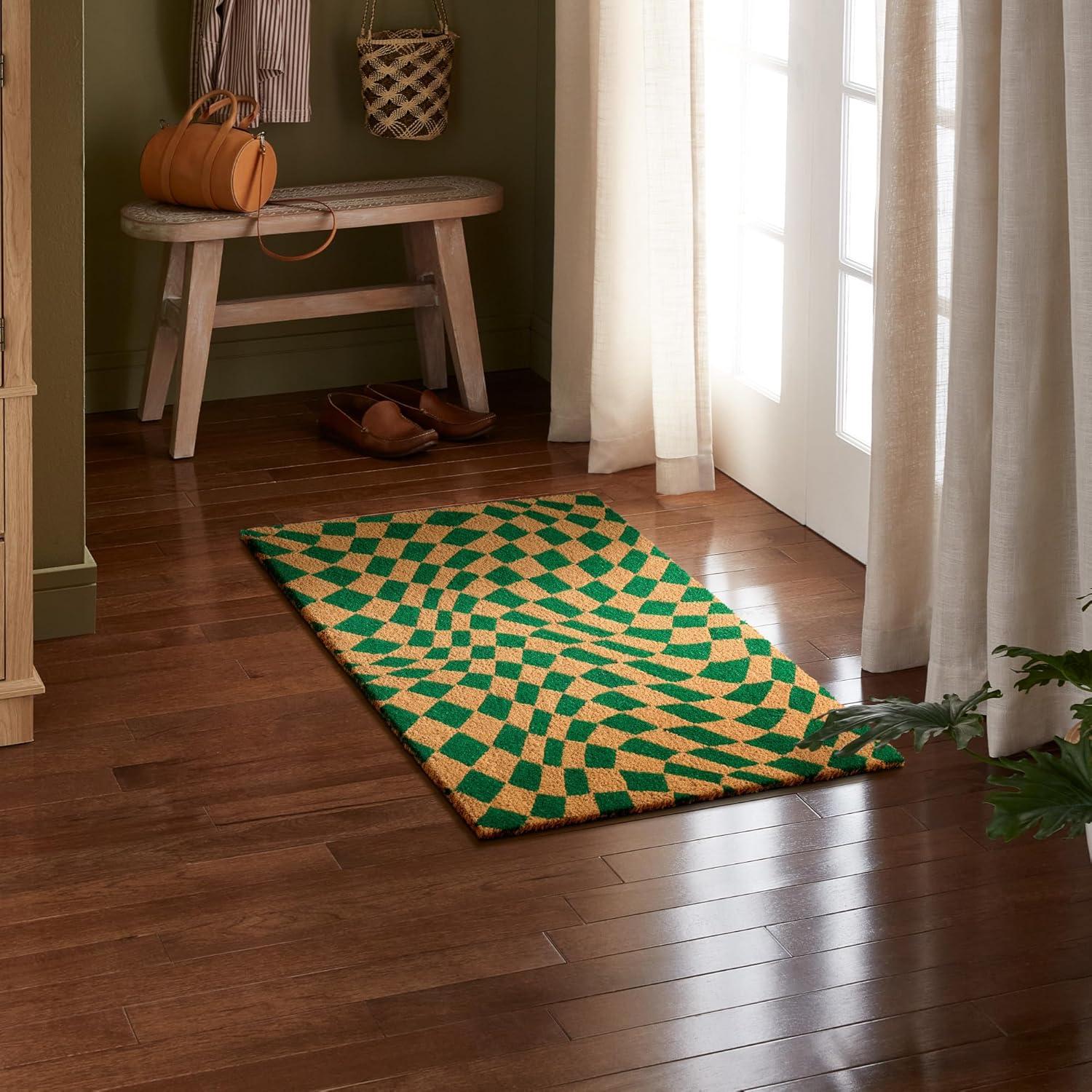 Town & Country Living TOWN & COUNTRY LIVING Emmett Groovy Checkerboard Non-Slip Indoor Outdoor Door Mat