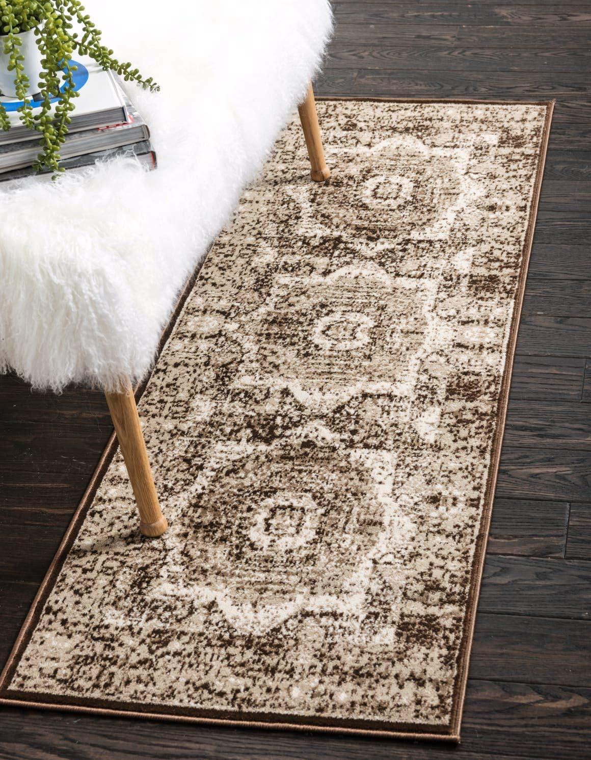 Unique Loom Imperial Collection Area Rug - Lygos (2' x 6' 1" Runner Chocolate Brown/Beige)