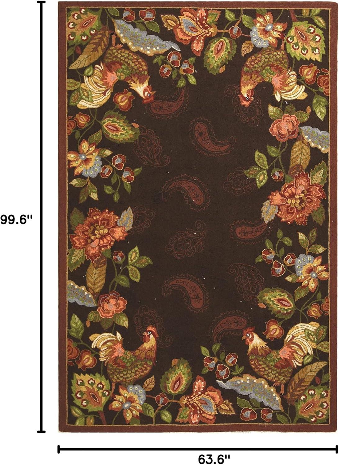 SAFAVIEH Chelsea Gracelyn Rooster Wool Area Rug, Maroon, 5'3" x 8'3"