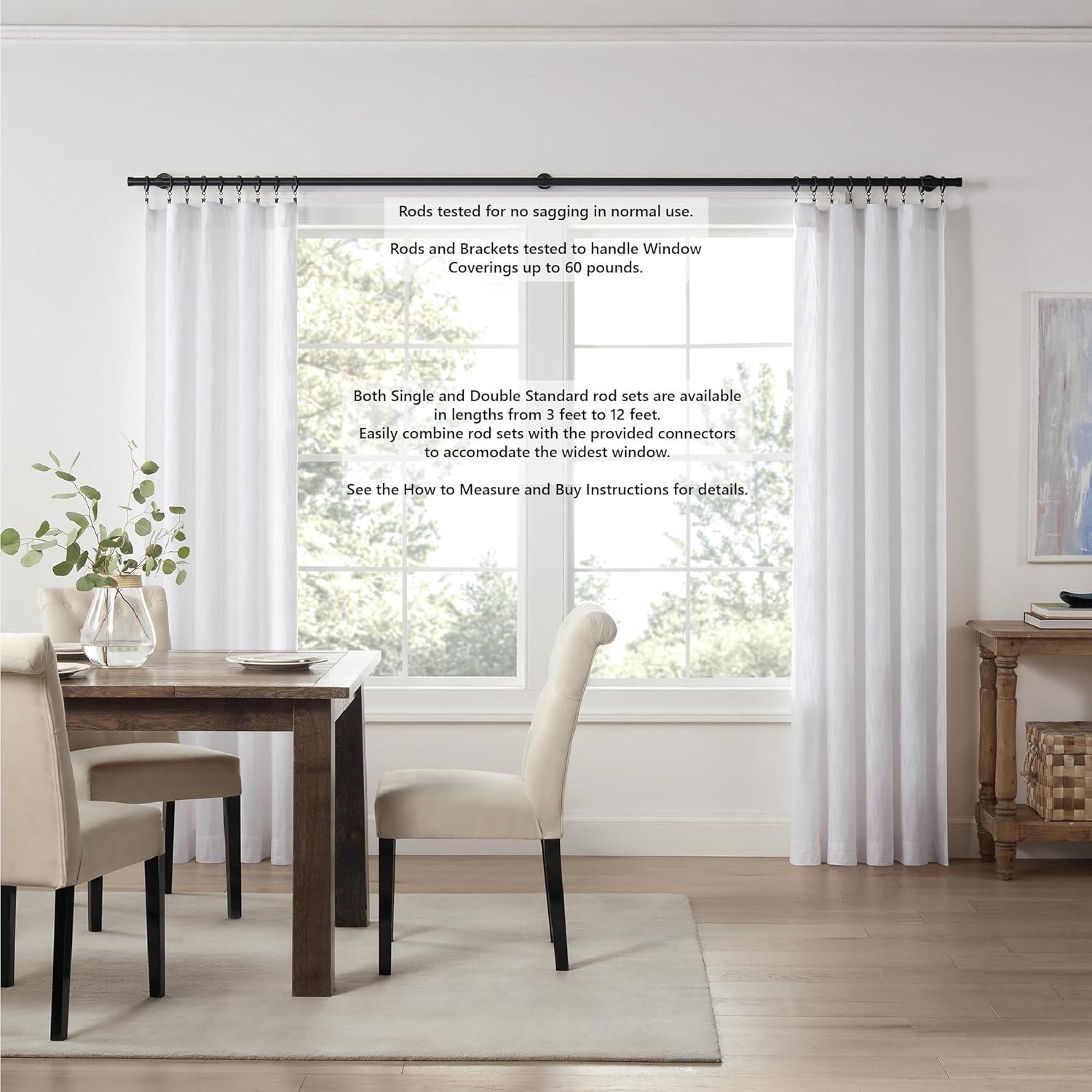 MODE Cambria Designer Series Premium 1-1/8 in Larger Dia. Non-Adjustable Curtain Rod and Designer Brackets