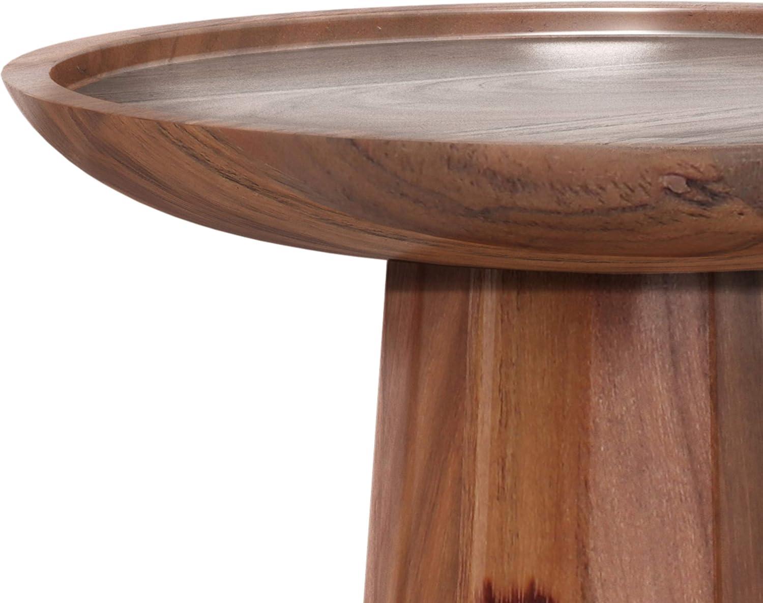 Dayton SOLID ACACIA WOOD 13 inch Wide Round Contemporary Wooden Accent Table in Light Cognac, Fully Assembled