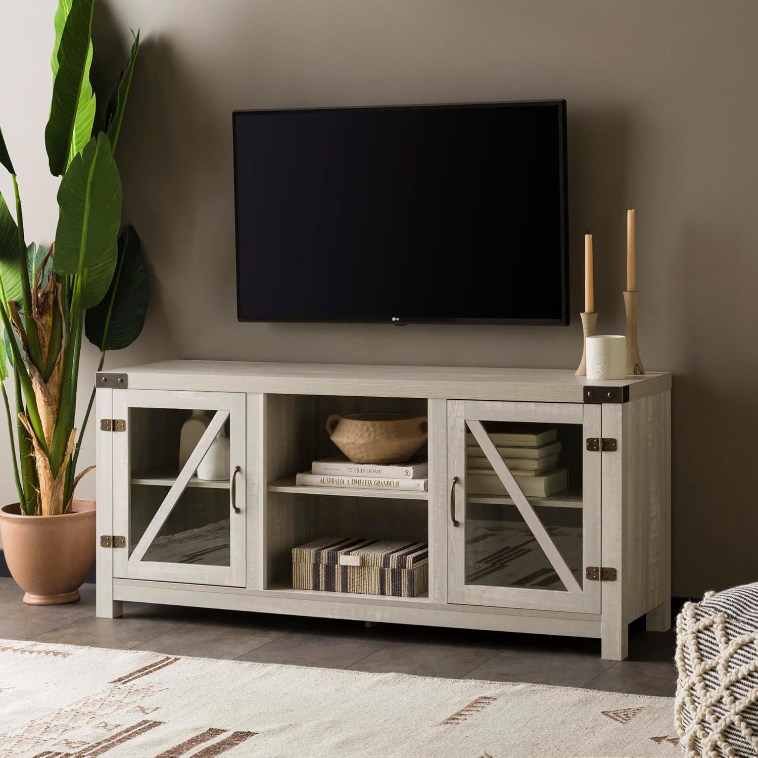 WE Furniture 58" Rustic Farmhouse Styled TV Stand