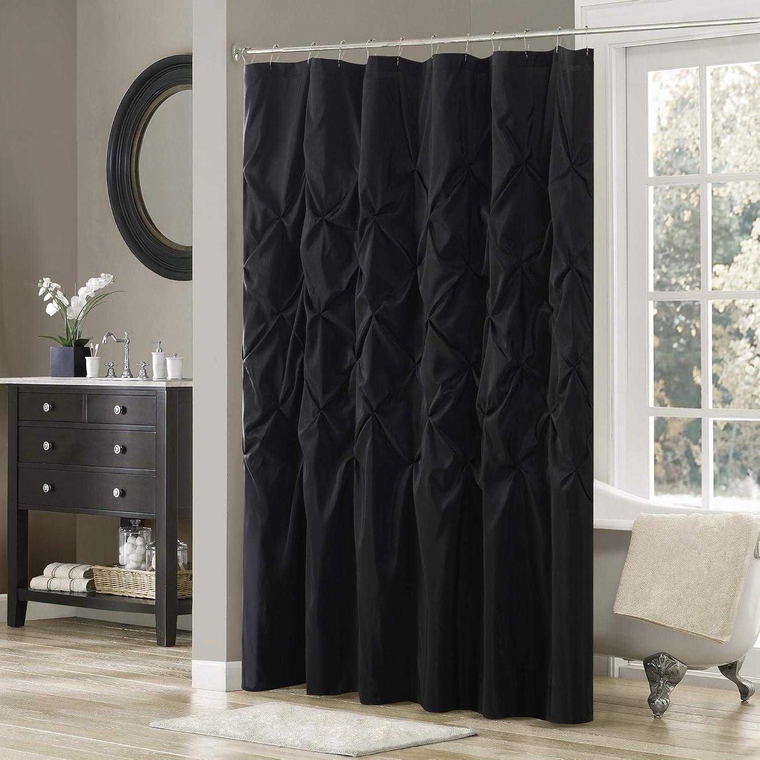 Tufted Semi-Sheer Shower Curtain Black 72x72"