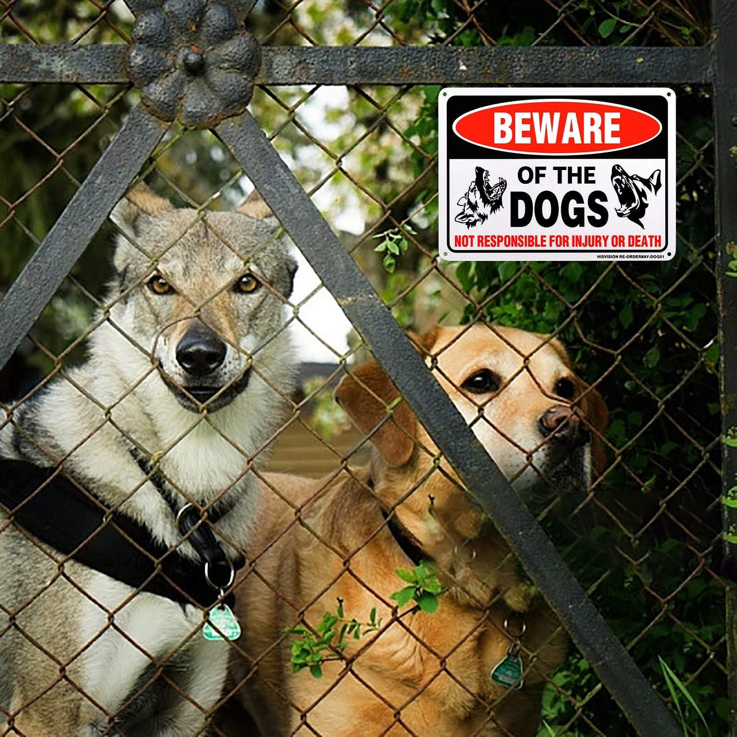 Beware of Dog Sign, 2 Pack 10"x 7" Rust Free .40 Aluminum, UV Printed- Professional Graphics- Easy to Mount- Indoor Or Outdoor Use- Beware of Dog Warning Signs for Home and Business