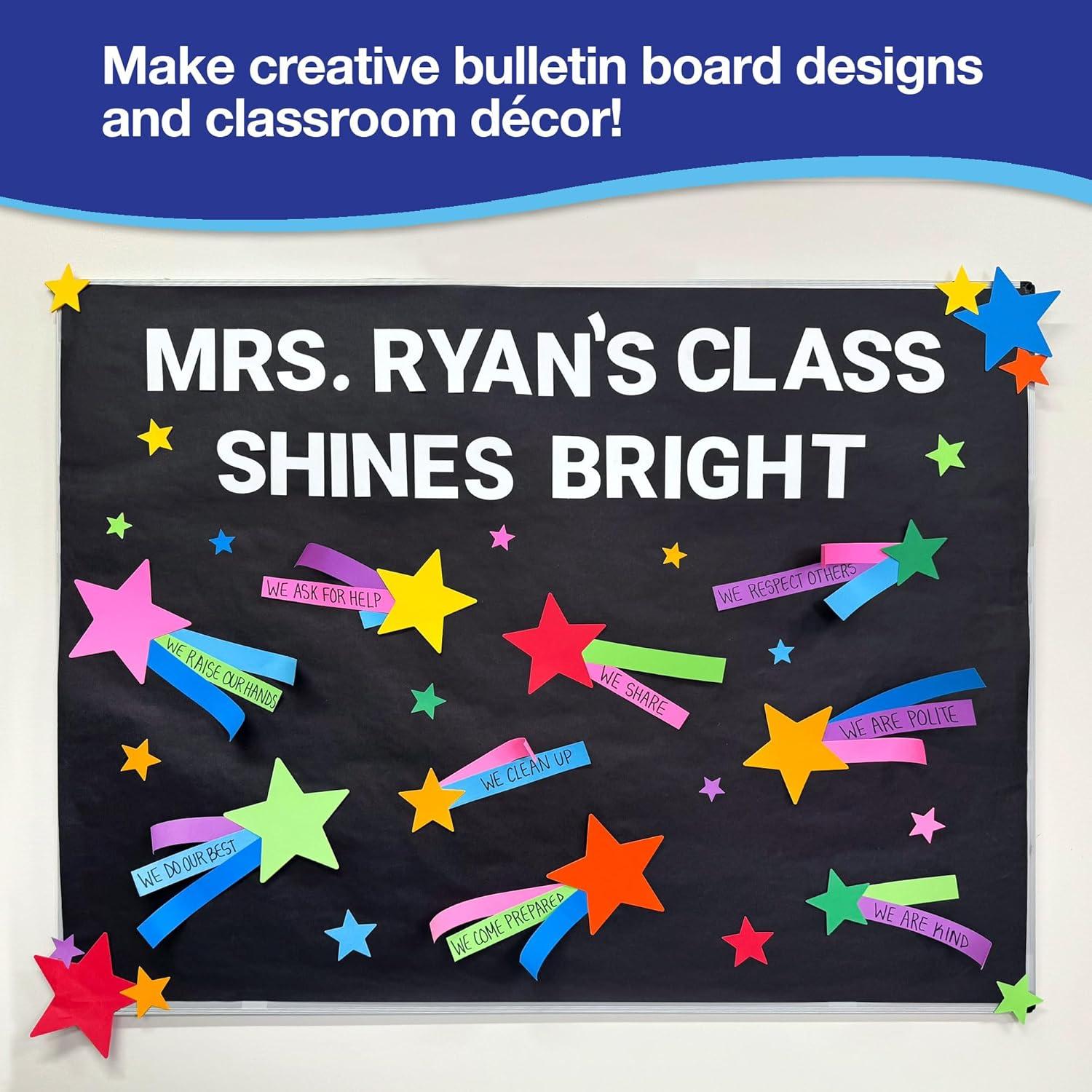 240 Pieces Star Cutouts, 2-Sided US Made Card Stock Punch Out Multicolor Stars for Bulletin Boards, Classroom Decor, Back to School DIY Craft Projects, Party Decoration, Hollywood Themed Events