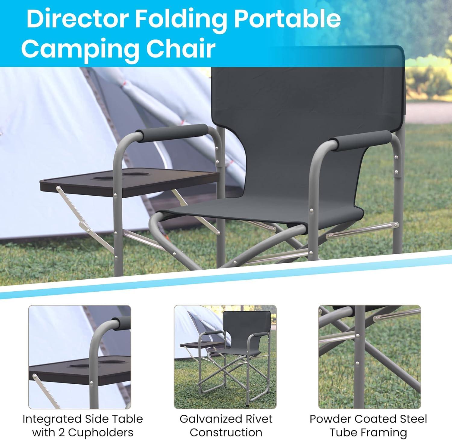Flash Furniture Steel Camping Chair, Gray