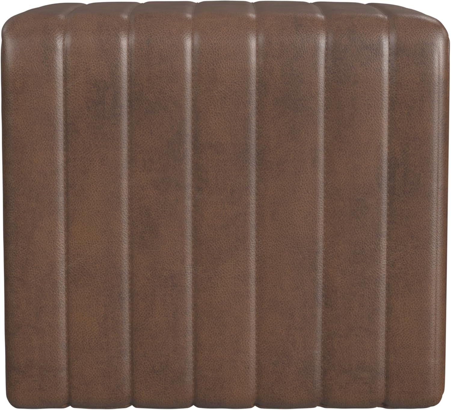 Modern Channel Ottoman Brown - HomePop: Faux Leather, Tufted, No Assembly Required
