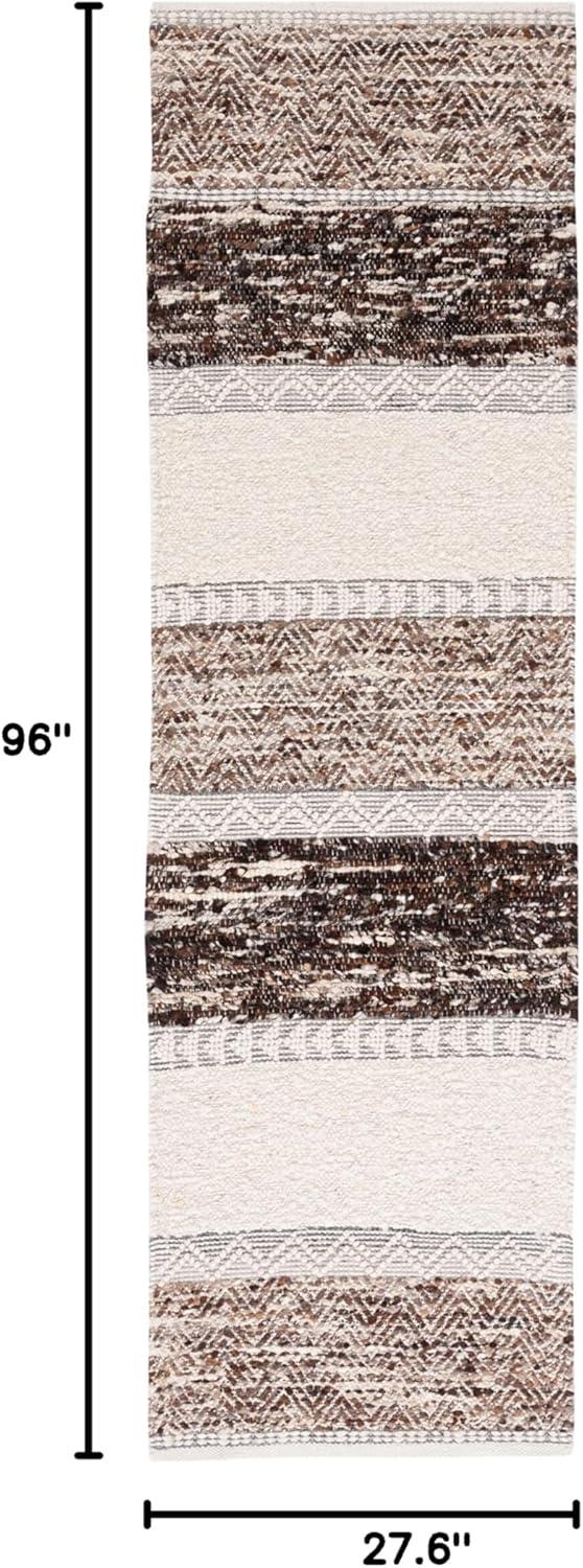Mercury Row® Pante Macassar Southwestern Hand-Woven Cotton/Wool Brown/Ivory/Black Area Rug