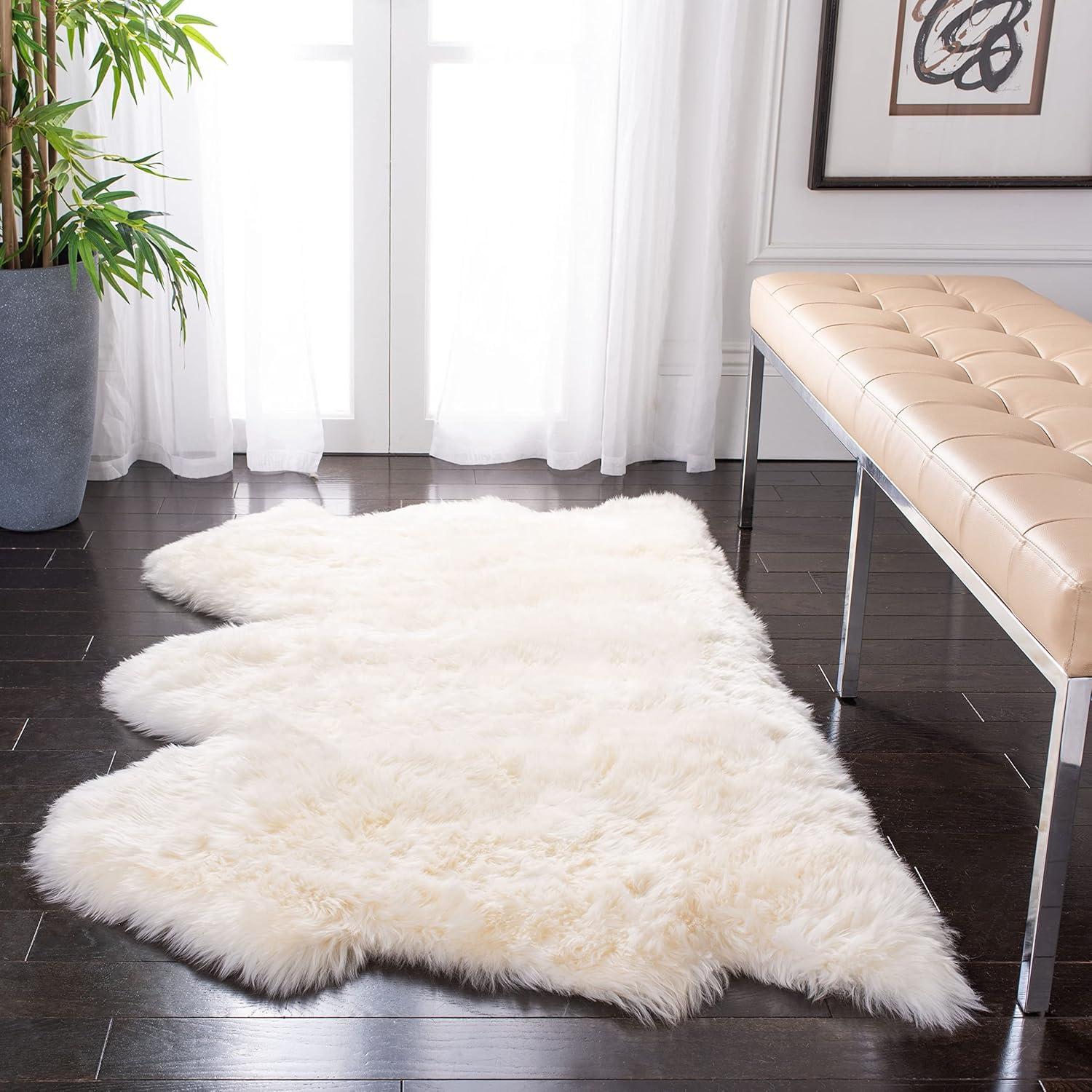SAFAVIEH Sheep Skin Tiana Sheep Skin Area Rug, White, 3' x 5' Specialty